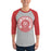 Man wearing a Katy High School Tigers Unisex 3/4 sleeve Raglan T-shirt 210