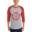 Man wearing a Katy High School Tigers Unisex 3/4 sleeve Raglan T-shirt 213