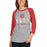 Woman wearing a Katy High School Tigers Unisex 3/4 sleeve Raglan T-shirt 218