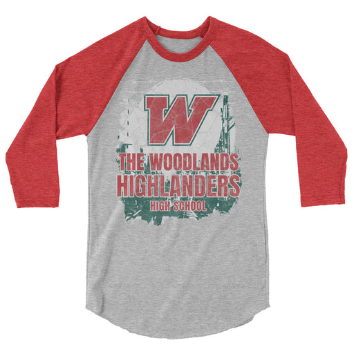 The Woodlands High School Highlanders Unisex 3/4 sleeve Raglan T-shirt 201