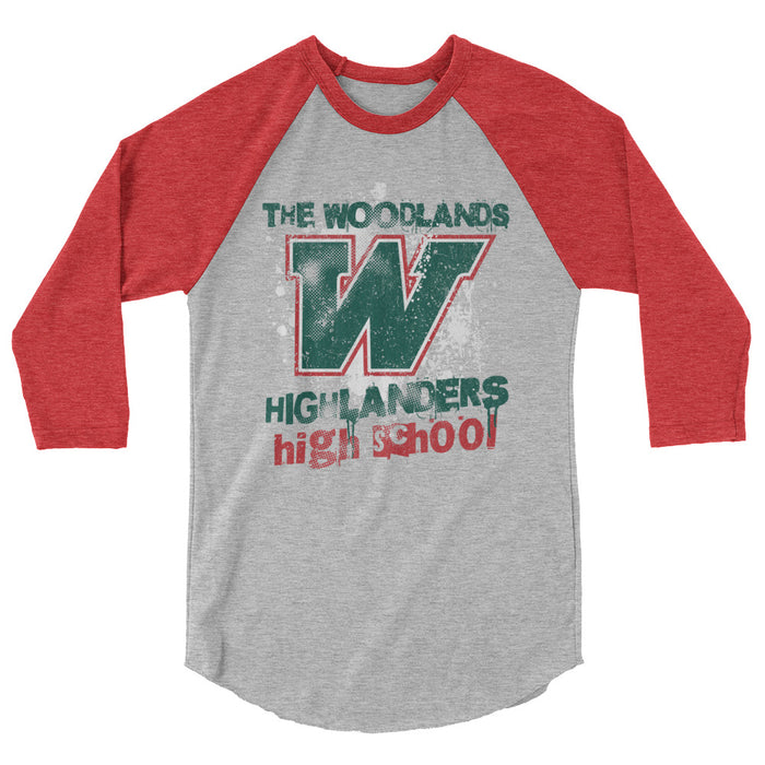 The Woodlands High School Highlanders Unisex 3/4 sleeve Raglan T-shirt 204