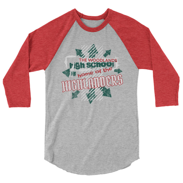 The Woodlands High School Highlanders Unisex 3/4 sleeve Raglan T-shirt 205