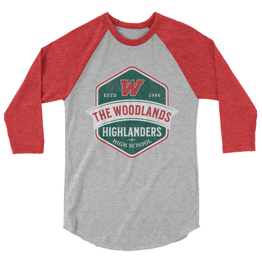 The Woodlands High School Highlanders Unisex 3/4 sleeve Raglan T-shirt 206