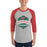 Man wearing The Woodlands High School Highlanders Unisex 3/4 sleeve Raglan T-shirt 206