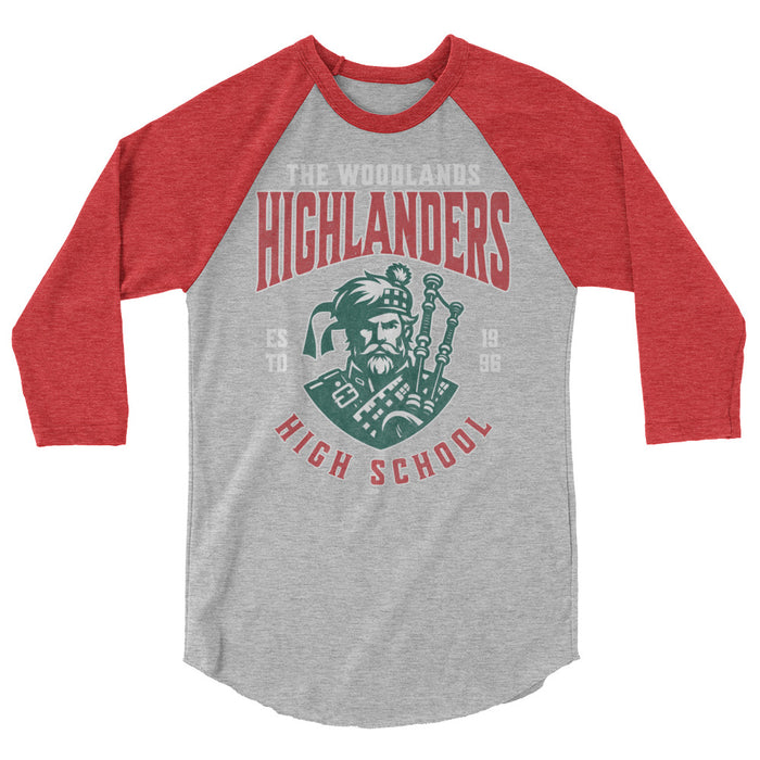 The Woodlands High School Highlanders Unisex 3/4 sleeve Raglan T-shirt 212