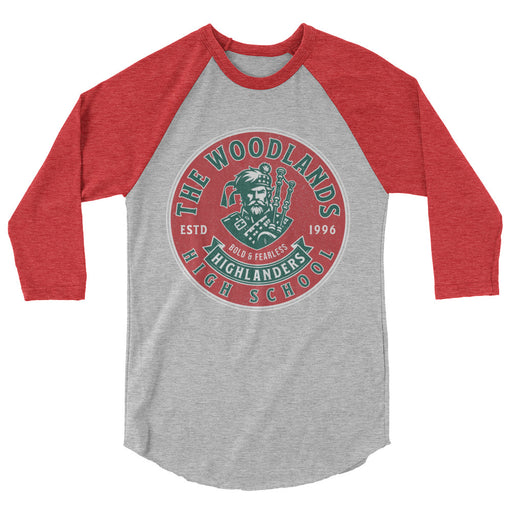 The Woodlands High School Highlanders Unisex 3/4 sleeve Raglan T-shirt 214