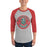 Man wearing The Woodlands High School Highlanders Unisex 3/4 sleeve Raglan T-shirt 214