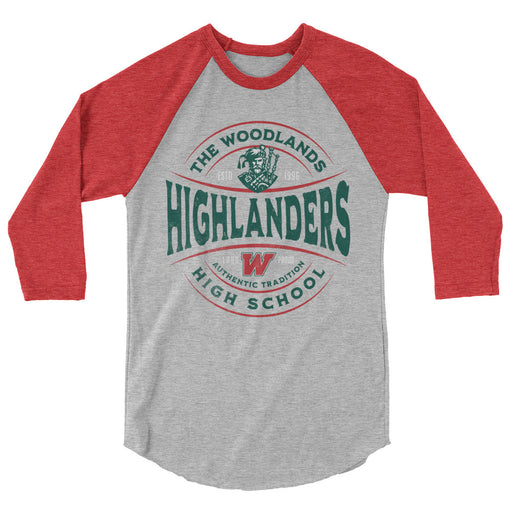 The Woodlands High School Highlanders Unisex 3/4 sleeve Raglan T-shirt 217