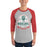 Man wearing The Woodlands High School Highlanders Unisex 3/4 sleeve Raglan T-shirt 219