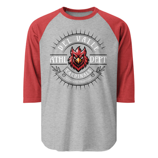 Del Valle High School Cardinals Unisex 3/4 sleeve Raglan T-shirt 201