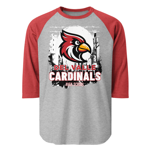 Del Valle High School Cardinals Unisex 3/4 sleeve Raglan T-shirt 202