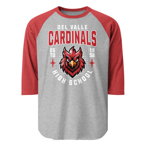 Del Valle High School Cardinals Unisex 3/4 sleeve Raglan T-shirt 205