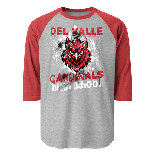 Del Valle High School Cardinals Unisex 3/4 sleeve Raglan T-shirt 205