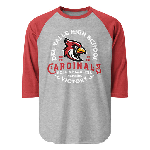 Del Valle High School Cardinals Unisex 3/4 sleeve Raglan T-shirt 206