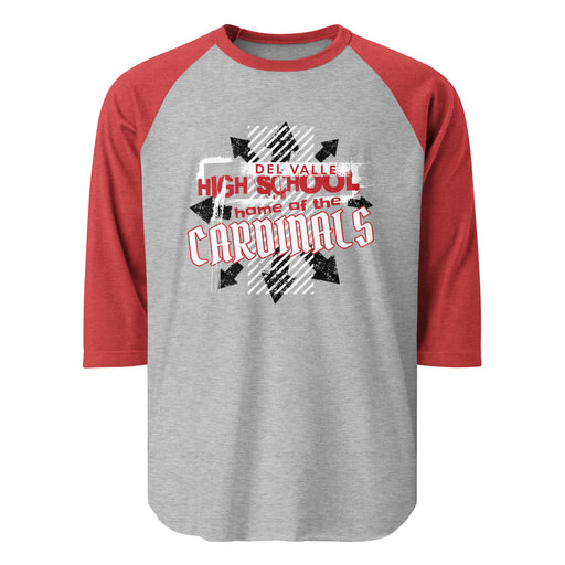 Del Valle High School Cardinals Unisex 3/4 sleeve Raglan T-shirt 210