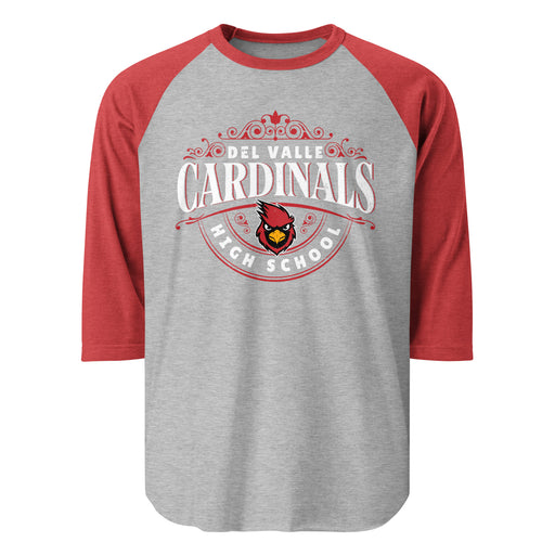 Del Valle High School Cardinals Unisex 3/4 sleeve Raglan T-shirt 211