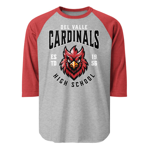 Del Valle High School Cardinals Unisex 3/4 sleeve Raglan T-shirt 213