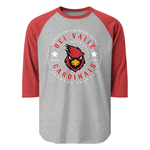 Del Valle High School Cardinals Unisex 3/4 sleeve Raglan T-shirt 214