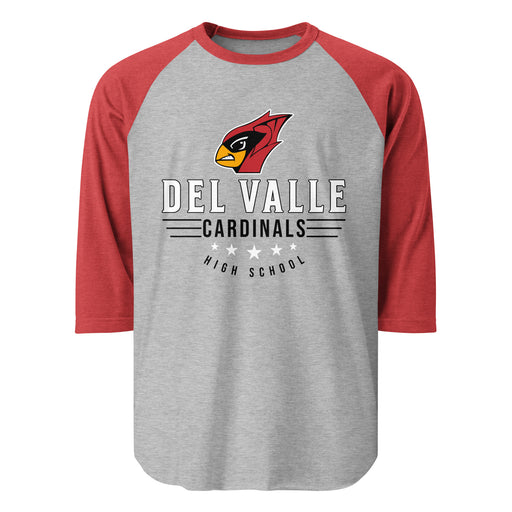 Del Valle High School Cardinals Unisex 3/4 sleeve Raglan T-shirt 217