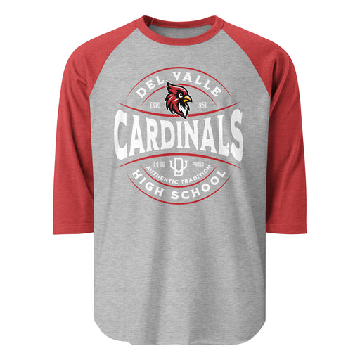 Del Valle High School Cardinals Unisex 3/4 sleeve Raglan T-shirt 218