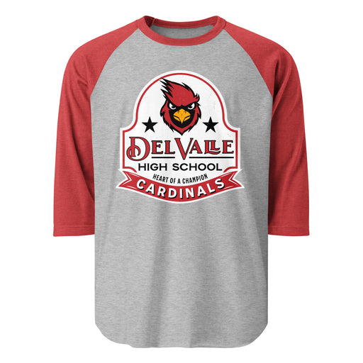 Del Valle High School Cardinals Unisex 3/4 sleeve Raglan T-shirt 219