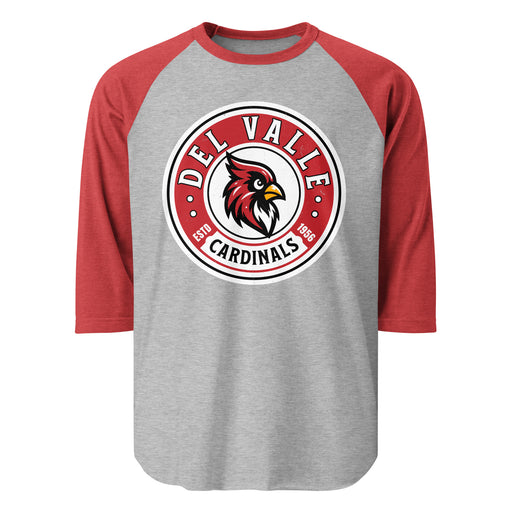 Del Valle High School Cardinals Unisex 3/4 sleeve Raglan T-shirt 220