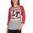 Woman wearing Lake Travis High School Cavaliers Unisex 3/4 sleeve Raglan T-shirt 205