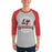 Man wearing Lake Travis High School Cavaliers Unisex 3/4 sleeve Raglan T-shirt 206