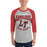 Man wearing Lake Travis High School Cavaliers Unisex 3/4 sleeve Raglan T-shirt 213