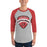 Man wearing Lake Travis High School Cavaliers Unisex 3/4 sleeve Raglan T-shirt 221