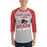 Man wearing Langham Creek High School Lobos Unisex 3/4 sleeve Raglan T-shirt 205