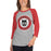 Woman wearing Langham Creek High School Lobos Unisex 3/4 sleeve Raglan T-shirt 216