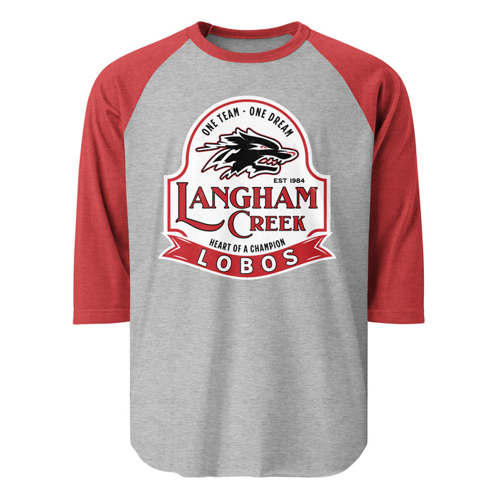 Langham Creek High School Lobos Unisex 3/4 sleeve Raglan T-shirt 221