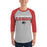 Man wearing Langham Creek High School Lobos Unisex 3/4 sleeve Raglan T-shirt 222