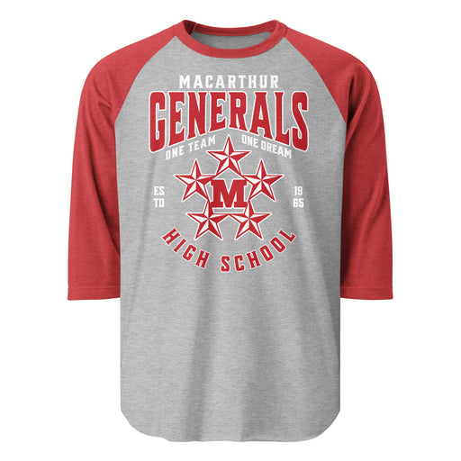 MacArthur High School Generals Unisex 3/4 sleeve Raglan T-shirt 213