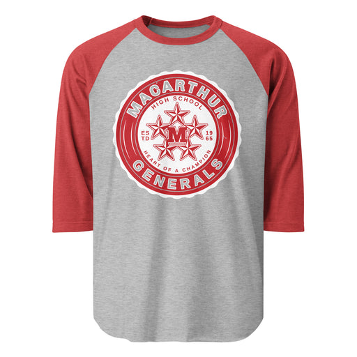 MacArthur High School Generals Unisex 3/4 sleeve Raglan T-shirt 216