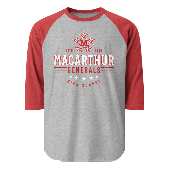 MacArthur High School Generals Unisex 3/4 sleeve Raglan T-shirt 217