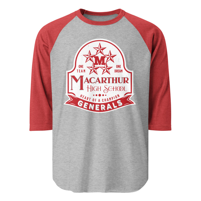 MacArthur High School Generals Unisex 3/4 sleeve Raglan T-shirt 219