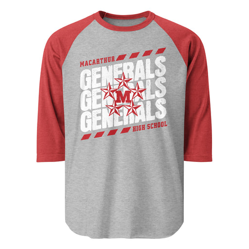 MacArthur High School Generals Unisex 3/4 sleeve Raglan T-shirt 223