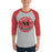 Man wearing Martin High School Warriors Unisex 3/4 sleeve Raglan T-shirt 215