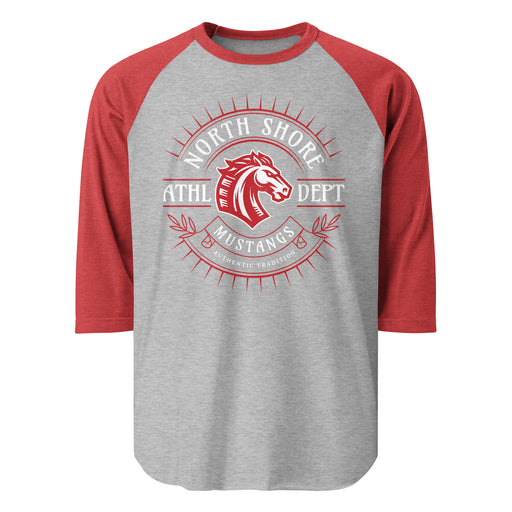 North Shore High School Mustangs Unisex 3/4 sleeve Raglan T-shirt 201