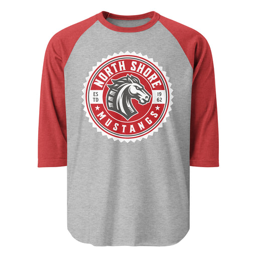 North Shore High School Mustangs Unisex 3/4 sleeve Raglan T-shirt 203