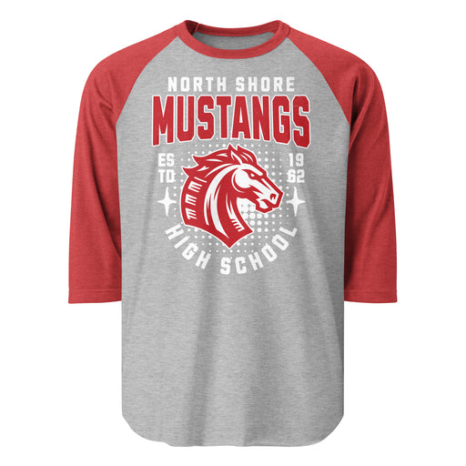 North Shore High School Mustangs Unisex 3/4 sleeve Raglan T-shirt 204