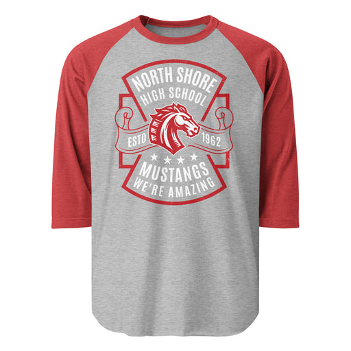 North Shore High School Mustangs Unisex 3/4 sleeve Raglan T-shirt 207