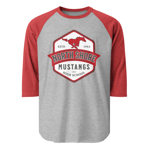 North Shore High School Mustangs Unisex 3/4 sleeve Raglan T-shirt 209