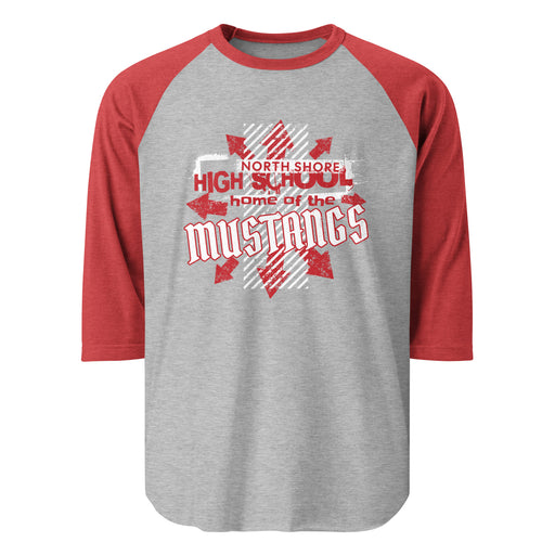 North Shore High School Mustangs Unisex 3/4 sleeve Raglan T-shirt 210