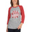 Woman wearing North Shore High School Mustangs Unisex 3/4 sleeve Raglan T-shirt 210