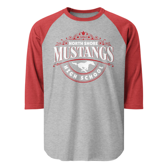 North Shore High School Mustangs Unisex 3/4 sleeve Raglan T-shirt 211