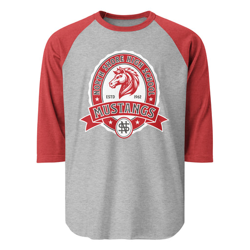 North Shore High School Mustangs Unisex 3/4 sleeve Raglan T-shirt 212