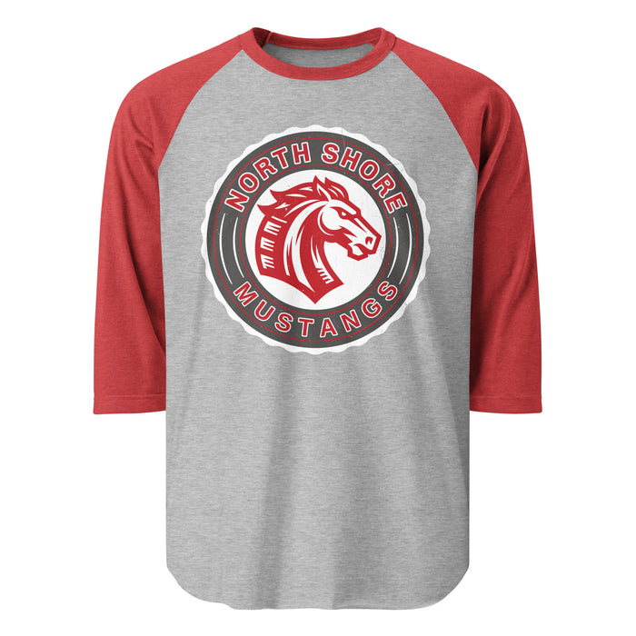 North Shore High School Mustangs Unisex 3/4 sleeve Raglan T-shirt 218